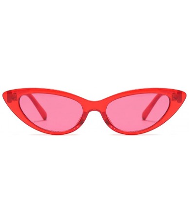 Cat Eye Cat Eye Small Sunglasses Small Narrow Oval Vintage Retro Mini eyewear - Red - CZ18DTS6C7L $19.62