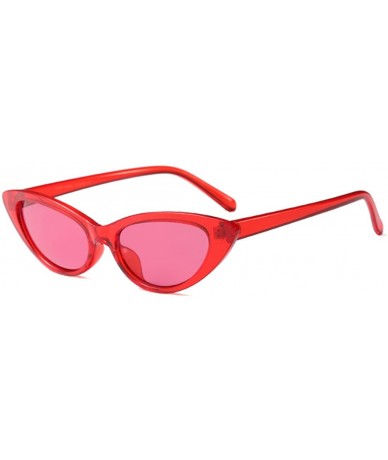 Cat Eye Cat Eye Small Sunglasses Small Narrow Oval Vintage Retro Mini eyewear - Red - CZ18DTS6C7L $19.62