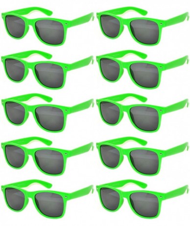 Wayfarer Wholesale 10 Pack Colored Frame Vintage Retro Sunglasses Smoke Lens - Green_10_pairs - CS1273D0DH3 $37.81