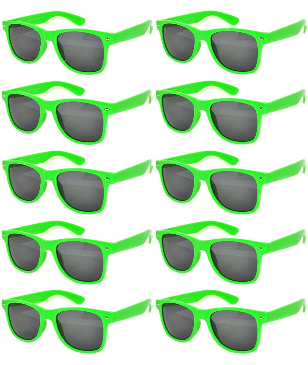 Wayfarer Wholesale 10 Pack Colored Frame Vintage Retro Sunglasses Smoke Lens - Green_10_pairs - CS1273D0DH3 $37.81