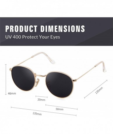 Cat Eye Round Polarized Sunglasses for Men Women Vintage Designer Circle Lens Sun Glasses - Gold Frame Grey Lens - C218THEEIM...