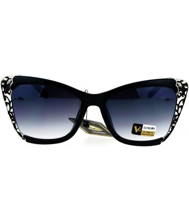 Butterfly Womens Luxury Sunglasses Butterfly Frame Victorian Design UV 400 - Black/Black Silver (Smoke) - C3186SXDKHN $22.00