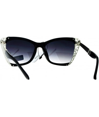 Butterfly Womens Luxury Sunglasses Butterfly Frame Victorian Design UV 400 - Black/Black Silver (Smoke) - C3186SXDKHN $22.00