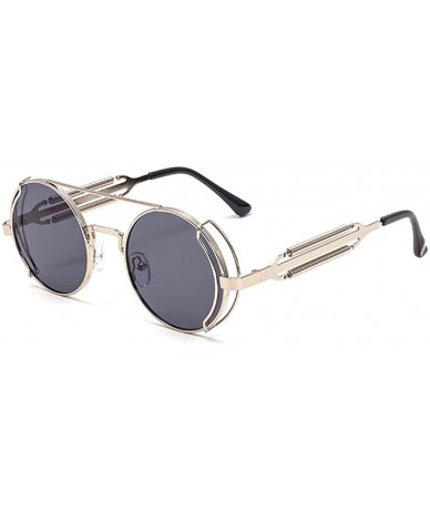 Oval Retro Gothic Steampunk Sunglasses for Women Men Round Lens Metal Frame sunglasses John Lennon Round Sunglasses - CE190MW...