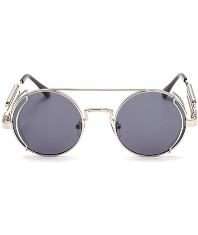 Oval Retro Gothic Steampunk Sunglasses for Women Men Round Lens Metal Frame sunglasses John Lennon Round Sunglasses - CE190MW...