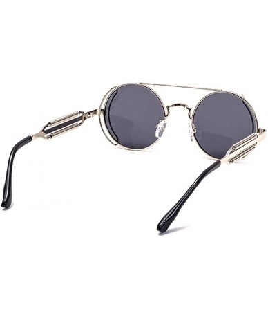 Oval Retro Gothic Steampunk Sunglasses for Women Men Round Lens Metal Frame sunglasses John Lennon Round Sunglasses - CE190MW...