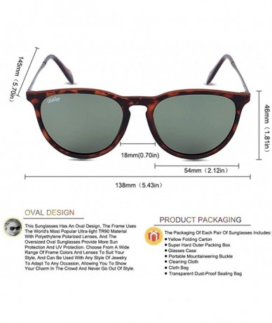 Oversized Vintage Lightweight Polarized Sunglasses Protection - Matte Tortoise Frame/Green Lens - CS1934HGLCG $26.41