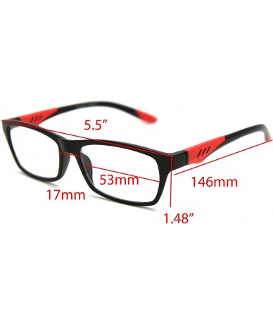 Rectangular Double Injection Lightweight Reading Glasses Free Case - Z1 Matte Black Matte Red - CP18YTK2WK7 $36.35