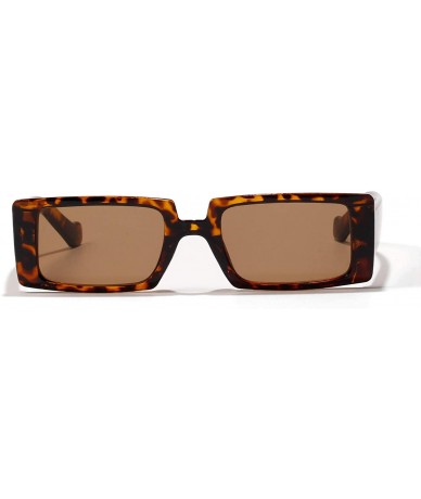 Square Vintage Rectangle Sunglasses Women Men Small Frame Square Driving Glasses - Leopard Brown - CM199CKY9MY $18.29