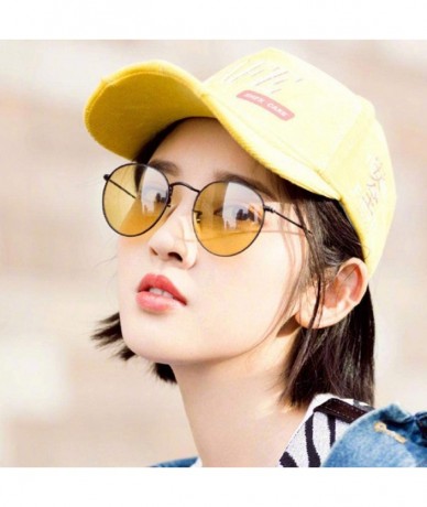 Aviator Women Men Round Sunglasses Brand Designer Red Yellow Sun Glasses Alloy Red - Red - CK18YQN55IW $16.79