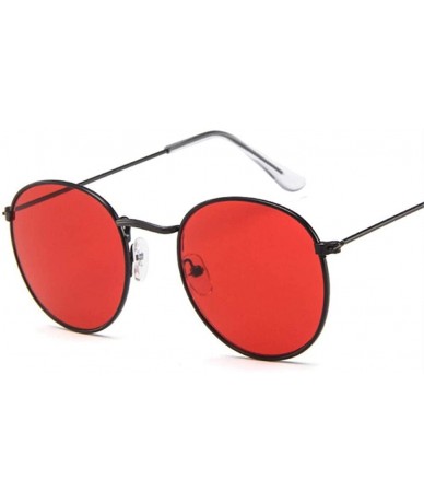 Aviator Women Men Round Sunglasses Brand Designer Red Yellow Sun Glasses Alloy Red - Red - CK18YQN55IW $16.79