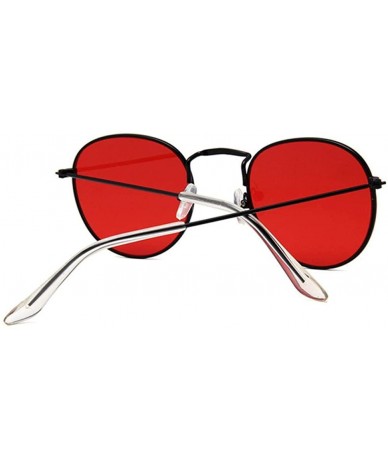 Aviator Women Men Round Sunglasses Brand Designer Red Yellow Sun Glasses Alloy Red - Red - CK18YQN55IW $16.79