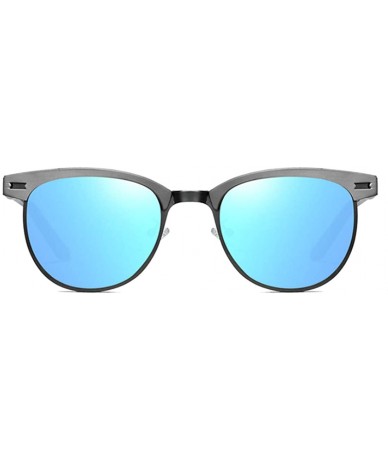 Oval Retro Driving Sunglasses Metal Frame For Men Women - Bule - CX18NW53NOQ $22.19