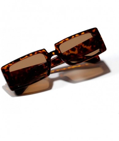 Square Vintage Rectangle Sunglasses Women Men Small Frame Square Driving Glasses - Leopard Brown - CM199CKY9MY $18.29