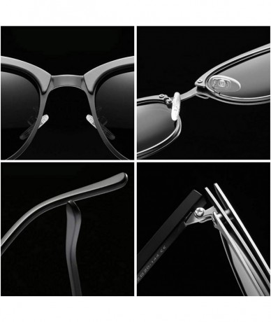 Oval Retro Driving Sunglasses Metal Frame For Men Women - Bule - CX18NW53NOQ $22.19