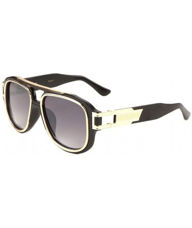 Square Gazelle Honcho Oversized XL Square Metal & Plastic Aviator Sunglasses - Glossy Black & Gold Frame - C118HNWD4DH $24.68