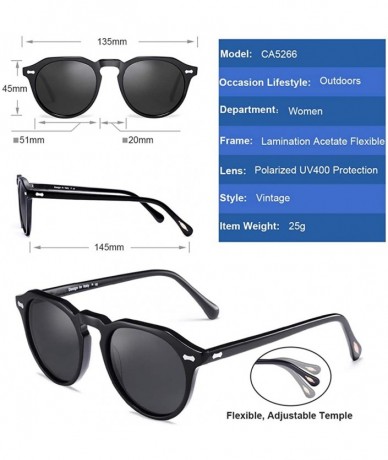 Wayfarer Retro Round Polarized Sunglasses for Women UV400 Protection - Grey Lens - CU18E7HIQGD $43.18