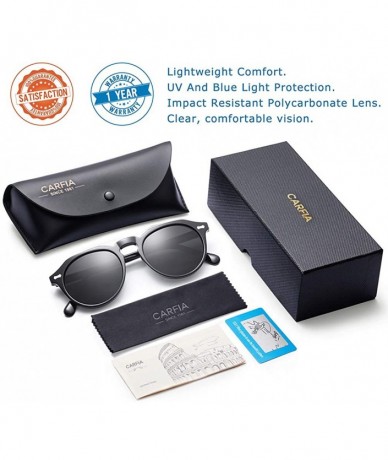 Wayfarer Retro Round Polarized Sunglasses for Women UV400 Protection - Grey Lens - CU18E7HIQGD $43.18