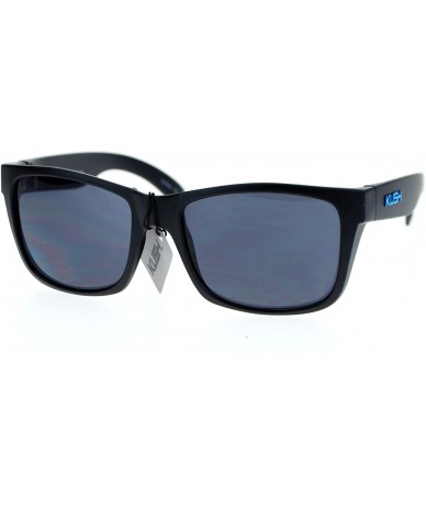 Sport Matte Black Frame All Black Gangster Sporty Rectangular Sunglasses - Teal Revo - CO11WTJ2RV7 $18.68