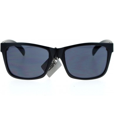 Sport Matte Black Frame All Black Gangster Sporty Rectangular Sunglasses - Teal Revo - CO11WTJ2RV7 $18.68