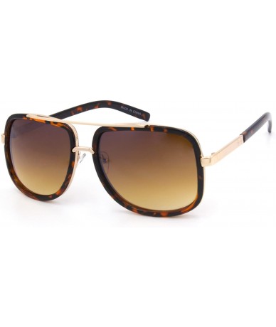 Square Men/Women's Large Retro Aviator Sunglasses Match Metal Square Frames Designer - Tortoise - C3186RM5O8Q $22.77