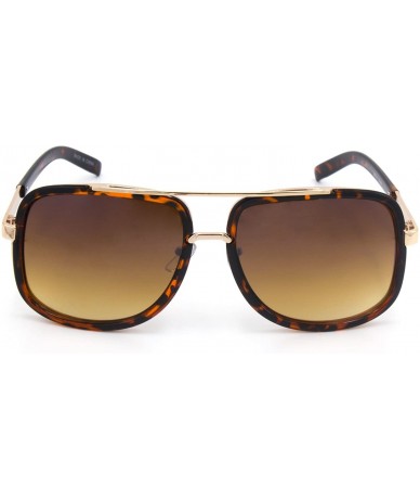 Square Men/Women's Large Retro Aviator Sunglasses Match Metal Square Frames Designer - Tortoise - C3186RM5O8Q $22.77