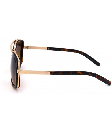 Square Men/Women's Large Retro Aviator Sunglasses Match Metal Square Frames Designer - Tortoise - C3186RM5O8Q $22.77