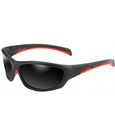 Goggle Men's Sports Sunglasses Classic Polarized Fishing Glasses Riding Sunglasses - Black + Red Frame Grey Lens - C018Y22X6S...