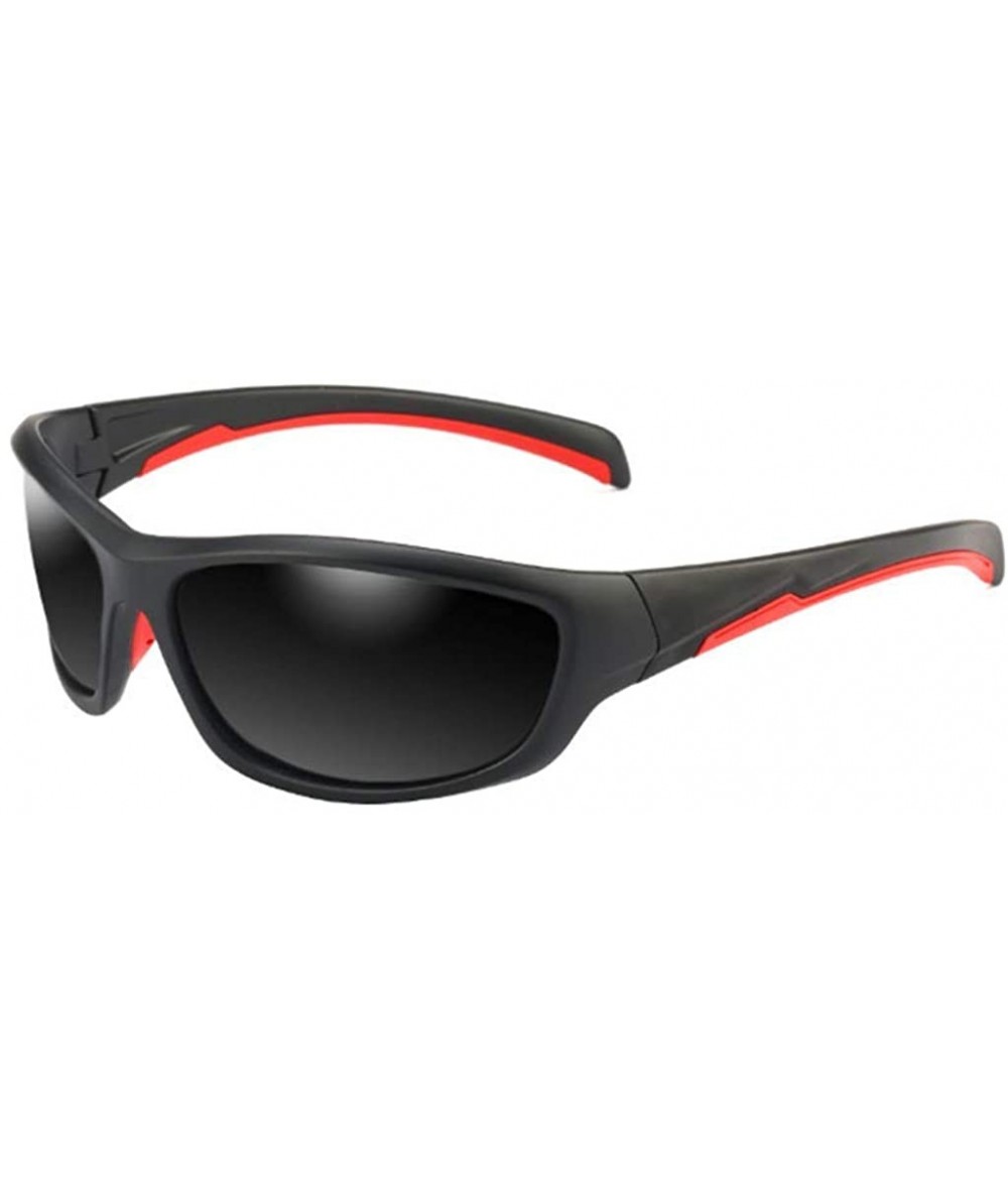 Goggle Men's Sports Sunglasses Classic Polarized Fishing Glasses Riding Sunglasses - Black + Red Frame Grey Lens - C018Y22X6S...