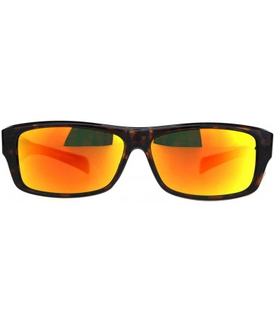 Rectangular Mens Polarized Narrow Rectangle Wear Over Glasses Fitover Sunglasses - Tortoise Orange Mirror - C118LMRAXTE $26.86