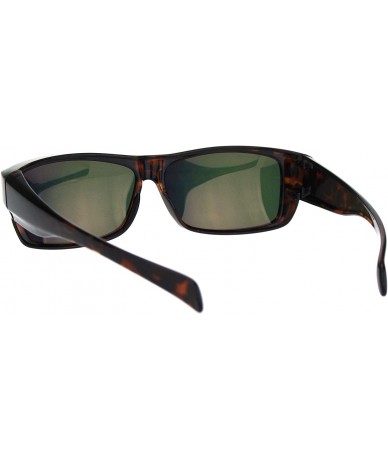 Rectangular Mens Polarized Narrow Rectangle Wear Over Glasses Fitover Sunglasses - Tortoise Orange Mirror - C118LMRAXTE $26.86