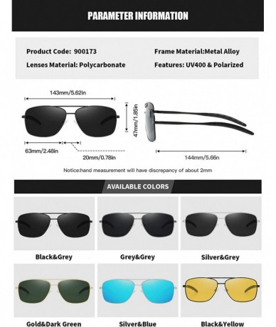 Sport Polarized Sunglasses for Mens Classic Square Lens Alloy Frame for Driving Fishing Golf UV400 Protection - CZ18AAHMXT3 $...