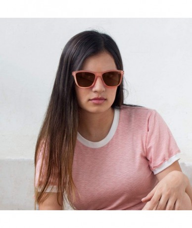 Square Polarized Sunglasses for Women Men Classic Retro Designer Style - Pink Frame(matte)/Brown Lens - CL192R48LTO $19.16