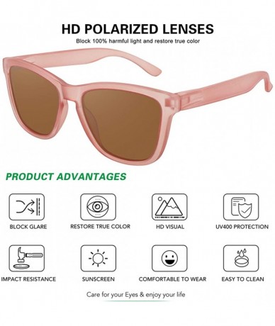 Square Polarized Sunglasses for Women Men Classic Retro Designer Style - Pink Frame(matte)/Brown Lens - CL192R48LTO $19.16