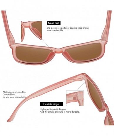 Square Polarized Sunglasses for Women Men Classic Retro Designer Style - Pink Frame(matte)/Brown Lens - CL192R48LTO $19.16