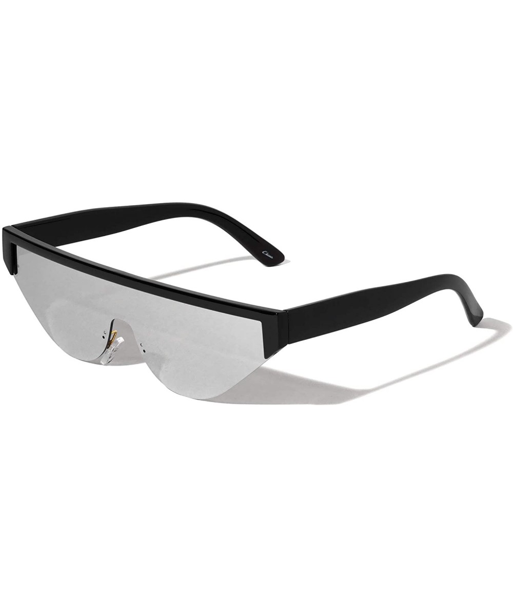 Shield Baltimore Flat Top One Piece Shield Sunglasses - Gray - CV19738GOEQ $26.52