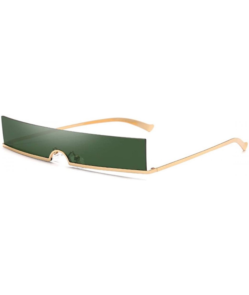 Rectangular Unisex Fashion Frameless Candy Colors Plastic Lenses Sunglasses UV400 - Green - CL18NKZII02 $20.35