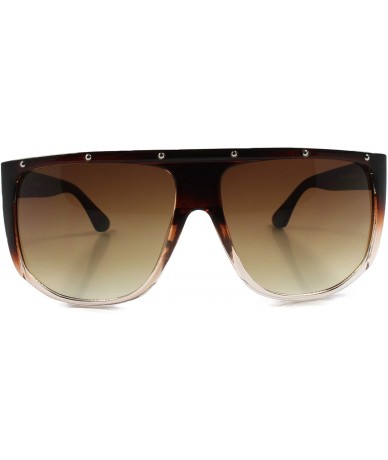 Square Classic Look Rich 80s Hip Hop Flat Top Oversized Square Sunglasses Frame - Brown - CJ18T3C489I $23.27