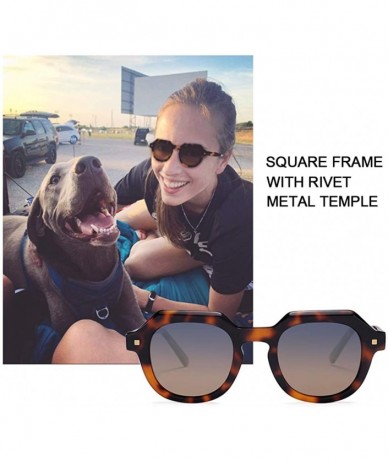 Square Acetate Polarized Sunglasses Square With Rivet Metal Temple Designer Eyewear For Women Men UV Protection - C21966WZ54R...