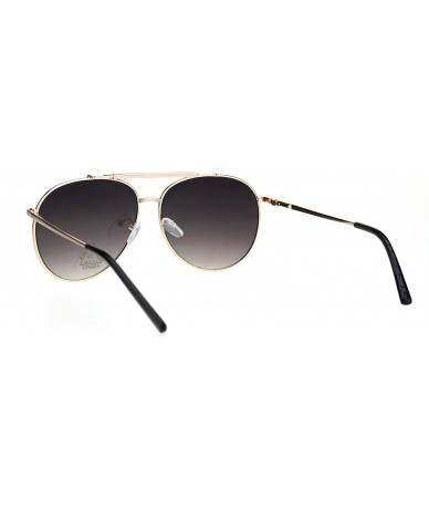 Aviator Color Reflective Mirror Flat Top Wire Bridge Officer Style Sunglasses - Gold Brown - CC18KXHZY9X $18.85