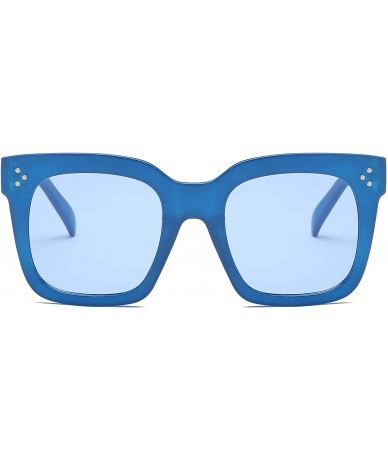 Square Women Retro Flat Lens Square Oversized Designer Sunglasses - Blue - C518I0HTSSA $18.39