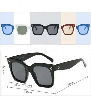 Square Women Retro Flat Lens Square Oversized Designer Sunglasses - Blue - C518I0HTSSA $18.39