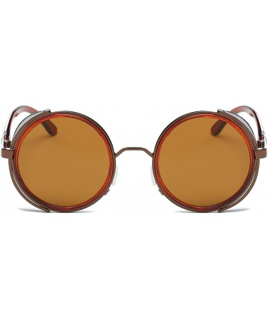 Round Small Round Polarized Sunglasses Mirrored Lens Unisex Glasses 2019 - Coffee Frame/Tea Lens - C018RHXXT77 $26.01