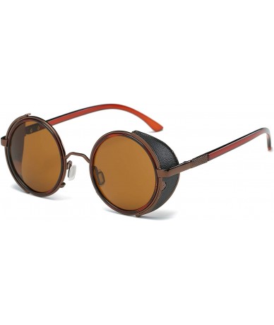 Round Small Round Polarized Sunglasses Mirrored Lens Unisex Glasses 2019 - Coffee Frame/Tea Lens - C018RHXXT77 $26.01