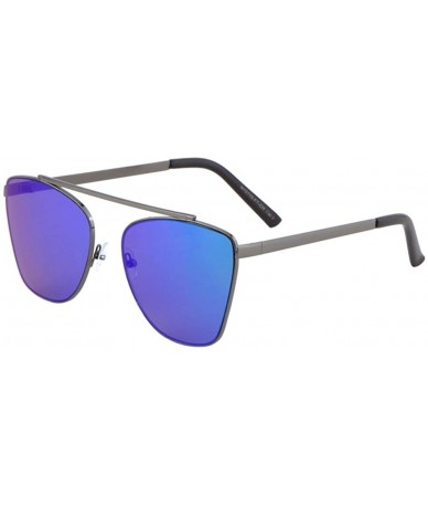 Rimless Glamour Aviator Sunglasses Metal Crossbar Mod Runway Fashion - Gunmetal/Blue - CV1833R2O5H $17.08