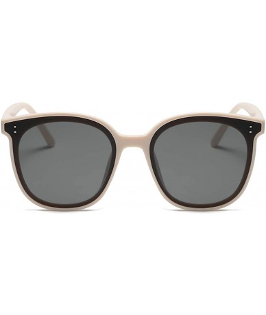 Oversized Round Oversized Sunglasses for Women Men UV Protection (C6 Creamy White Frame/Black Lens) - CY19642L9K6 $18.64