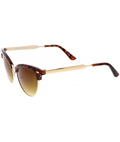 Rimless Women's Semi Rimless Engraved Nose Bridge Oval Cat Eye Sunglasses 55mm - Tortoise Gold / Amber - C4184RAMUKA $22.16