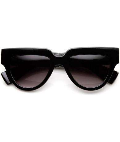 Wayfarer Women's Fashion Bold Frame U-Shaped Flat Top Sunglasses (Black Lavender) - CS11KBATCAN $25.01