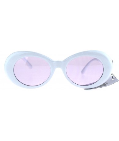 Oval Color Lens Retro Mod Oval Round Minimal White Frame Sunglasses - Purple - CC1853QAH6M $18.99