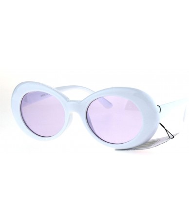 Oval Color Lens Retro Mod Oval Round Minimal White Frame Sunglasses - Purple - CC1853QAH6M $18.99